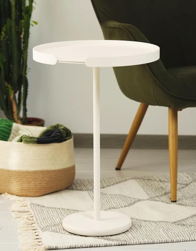 Bijzettafel Aluminium - Ronde Tafel - Binnen en buiten - Afneembaar dienblad - 468 cm Hoog - Wit