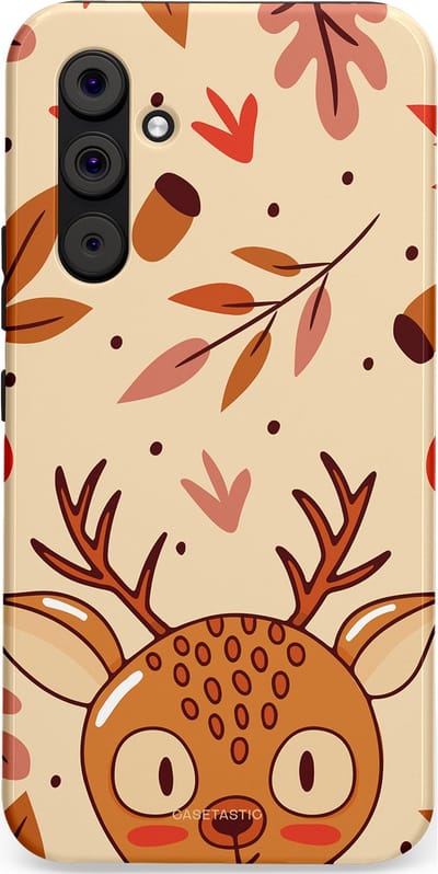 Casetastic hoesje geschikt voor Samsung Galaxy A54 (2023) 5G - Dubbellaagse bescherming - Hert in de herfst - Fashion Case - Zand Terracotta Rood