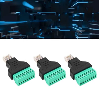 RJ45 Schroefconnector, 3 Stuks RJ45 Schroefterminal Adapter Netwerk RJ45 Ethernet Adapter Binnendraad Naar 8 Pin AV Terminal Schroefadapter, Cat 6 Kabels