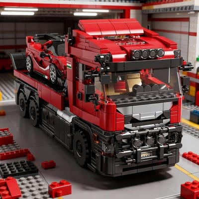Bouwsteenmodel Zwaar Transportvoertuig en Sportwagen, Hoge Moeilijkheidsgraad voor Volwassenen, Verjaardagscadeau, Kerstcadeau red