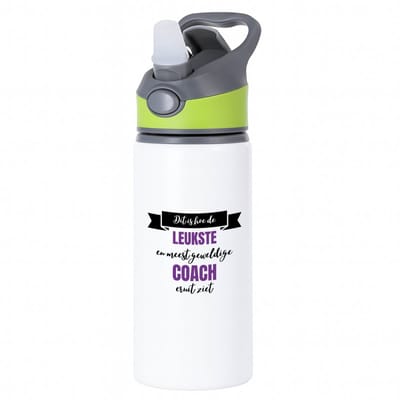 Hacebo® - Leukste coach eruit ziet waterfles met rietje groen - Coach - beste coach - sport - verjaardagscadeau - klein cadeautje - kado - gift - geschenk - verrassing - water fles - 650ML