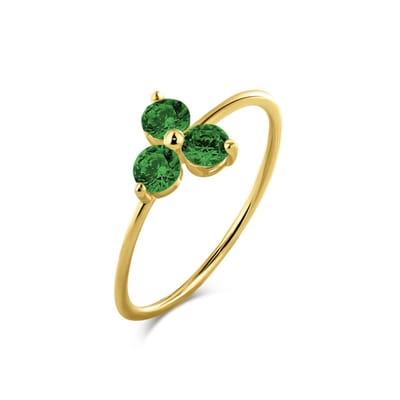 14KY ring with green cz