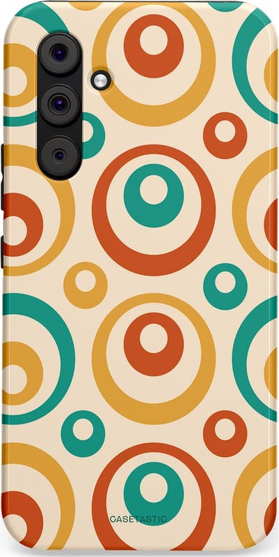Casetastic hoesje geschikt voor Samsung Galaxy A54 (2023) 5G - Dubbellaagse bescherming - Bolletjes boogie - Fashion Case - Crème Terracotta Goud Turquoise