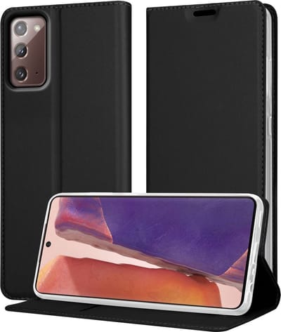 Cadorabo Hoesje geschikt voor Samsung Galaxy NOTE 20 in CLASSY ZWART - Beschermhoes met magnetische sluiting, standfunctie en kaartvakje Book Case Cover Etui