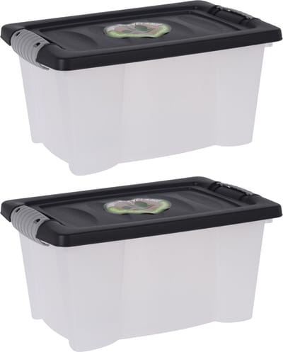 Storage Solutions Opslagbak/opbergdoos/organizer - 2x stuks - met deksel - kunststof - 9 Liter