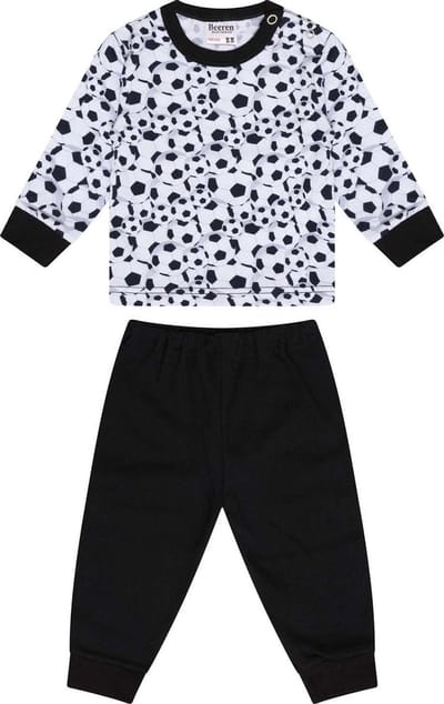 Beeren Baby / Jongens Pyjama Soccer Zwart/wit Maat 50/56