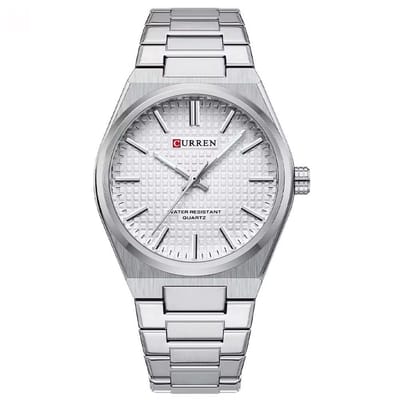 Luxe Curren Horloge | Luxe Herenhorloge | Quartz | Witte Wijzerplaat | Zilver Kleurige Band | 42mm