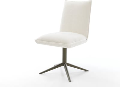 Eetkamerstoel Lelio-Flex kruispoot afwerking met titanium bouclé zacht beige 360° draaibaar rocker-functie pocketveer kern