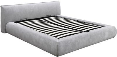 Vente-unique Bed met opbergruimte stof lichtgrijs 180 x 200 cm (Super King Size Bed)