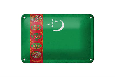 Blechschild Flagge Turkmenistan 18x12cm Flag Vintage Dekoration