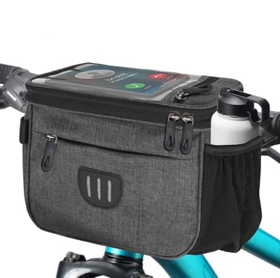 Stuurtas Fiets Afneembaar - Waterbestendig - Fietstas Stuur Electrische Fiets - Schoudertas - Telefoonhouder Fiets Stuurtas - Inclusief schouderband - Geschikt voor racefietsen en mountainbikes - Voor mannen en vrouwen - 22*17cm - Zwart