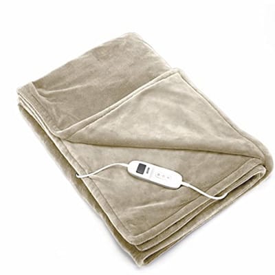 Elektrische Bovendeken XXL 180x160 cm - 2 persoons warmtedeken met automatische uitschakeling en oververhittingsbescherming - 160Watt - 9 standen - Energiezuinig - Beige