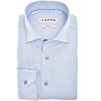 Ledûb Overhemd Uni Color Pure Cotton Non-Iron Licht Blauw / male