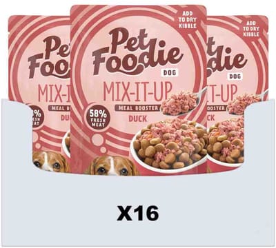 PetFoodie Hondenvoer Nat Mix-It-Up Eend - 16 x 60 gr - Voordeelverpakking