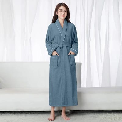 100% Katoen Badstof Terry Extra Lange Badjas Lovers Zachte Badjas Heren en Dames Nachtjas Nachtkleding Mannelijk Casual Huisbadjas 2XL gray
