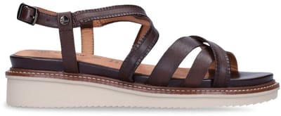 No Stress - Dames - Donkerbruine leren sandalen - Maat 37