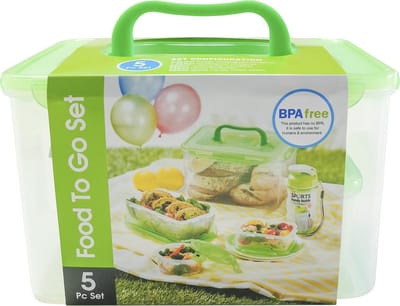 Lock&Lock Picknickset - Diepvriesbakjes - Meal prep bakjes - Vershoudbakjes - Set 5 stuks - 100% Lekvrij - BPA vrij - PFAS vrij - Magnetron bakjes met deksel - Diepvriesdozen - Bewaarbakjes - Vershouddoos - Groen