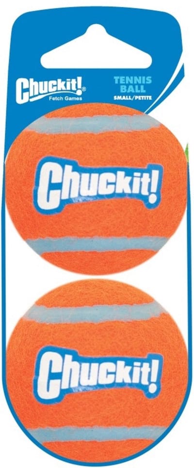 Chuckit! Tennis Ball - Hondenspeelgoed - Hondenbal - Natuurlijk rubberen kern - Medium - Ø6 cm - Oranje/Blauw - 2 Stuks