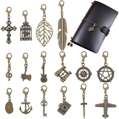Allecto - Vintage Journal Charms - 16 Stijl - Perfect voor Travel Notebook - Armbanden - Creatief - Mooi ontwerp - Geschikt voor journaling - Uniek...