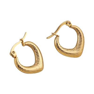 Aramat Jewels | Oorringen | RVS Druppelvormige Oorringen met Ruitjesmotief 20x20mm | | | |3mm | Staal | Volwassenen | Verkleurd niet
