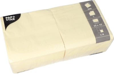 500 Servetten, 1-laags 1/4 vouw 33 cm x 33 cm creme