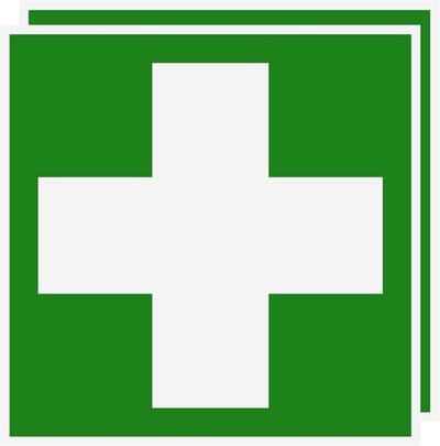 Eerste Hulp Sticker - Groen Kruis - Veiligheid Aangeven - Zelfklevend Waarschuwingsbord - 10x10 cm - Groen