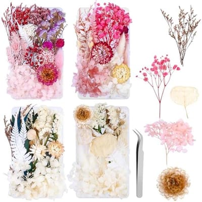 Natuurlijke gedroogde bloemen - 4 dozen voor knutselen en DIY-projecten