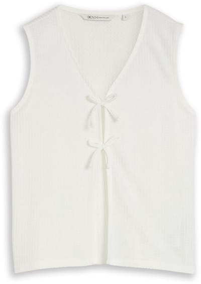 Tom Tailor Denim - Top met strikdetails - Maat XXL - off white