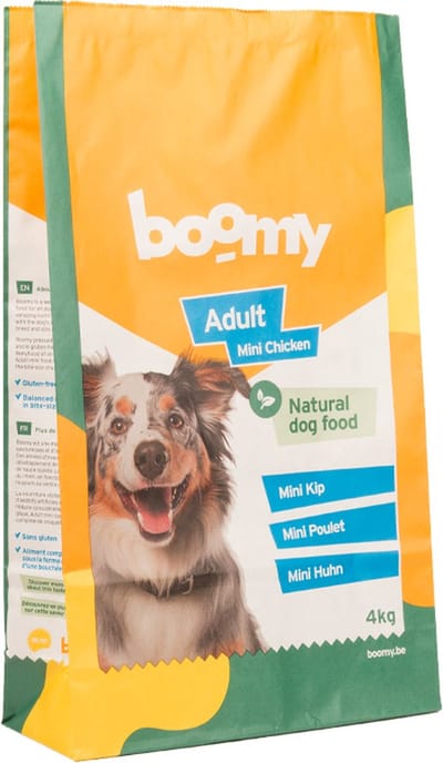 Boomy Food - Koudgeperste hondenbrokken - Hondenvoer voor kleine rassen - Hondenvoeding met kip - 4kg