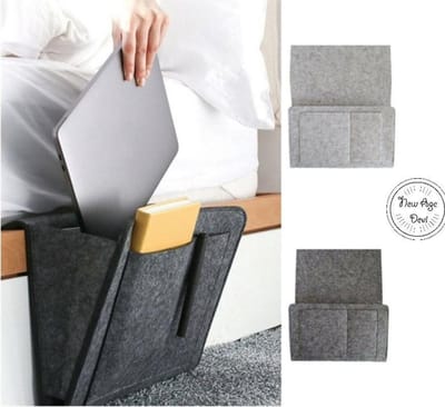 Bedside Pocket – Vilten Opbergzak – Bedopberger – Bankopberger – Bed Opbergzak – Bank Opbergzak – Nachtkastje voor magazines – Opbergzak Bed – Bank Pocket – Bed Organizer – Bank Organizer – Tijdschriften Opberger - Bed Pocket - Donker grijs