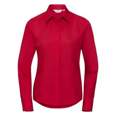Russell Collection Dames/Dames Polycotton Slim Shirt met Lange Mouwen (Klassiek rood)