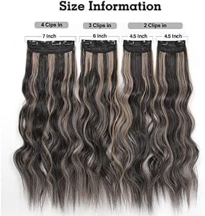 Clip-in Haarextensies - 24 Inch Golvend Synthetisch Haar