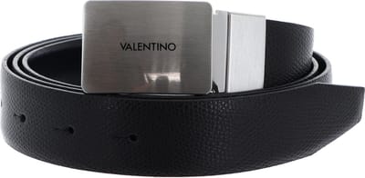 VALENTINO Leren Riem Litech Men's Belt W115 Nero / Navy Zwart Donkerblauw