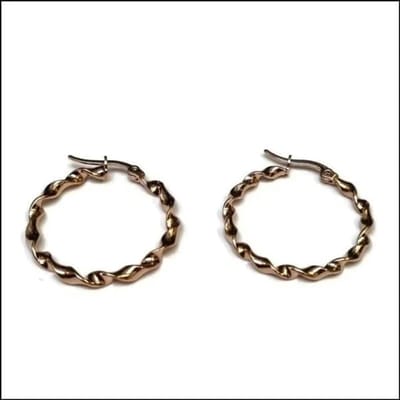 Aramat Jewels | Oorringen | Rosékleurige Stalen Oorringen 30mm | Gedraaid-30x2mm | |4mm | Staal | Volwassenen | Verkleurd niet