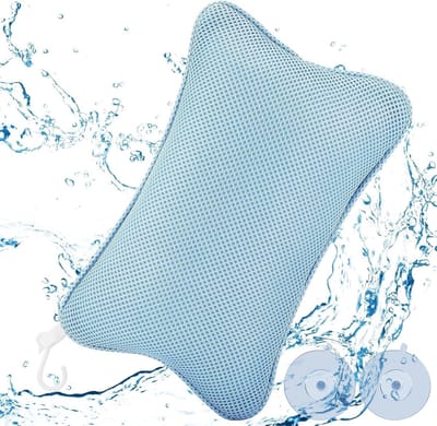 Ergonomisch Badkussen met 2 Sterke Zuignappen voor Optimale Nekontspanning en Comfort in Bad of Spa (Blauw)