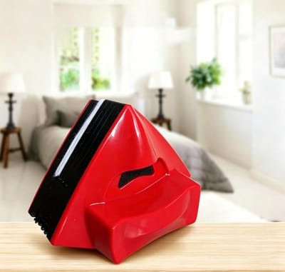 Externe magnetische raamreiniger, dubbelzijdig borstel-raamwisser, geschikt voor dikke dubbelglasramen in hoge gebouwen, dikte 3-30 mm (rood).