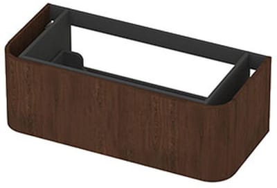 INK - Afgeronde Onderkast Fineer 1 Lade Softclose Tbv Grepen - 1000x450x350 Mm - Shadow Veneer