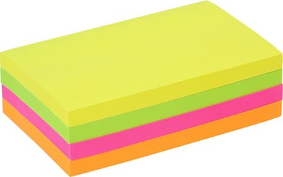 Memoblok Quantore 76x127mm neon assorti 4 kleuren 400 vel | 36 stuks