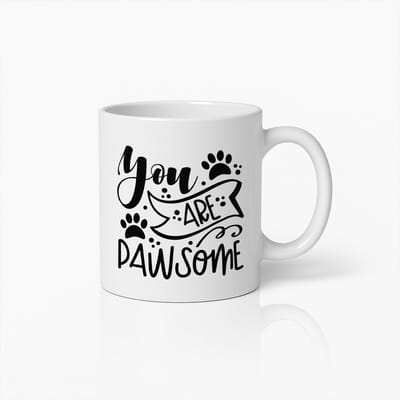 You Are Pawsome Mok 330ml – Schattige Pootafdruk Koffiebeker – Grappig Cadeau voor Honden- of Kattenliefhebbers