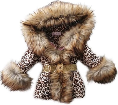 BamBella® Winterjas - Maat 80- Luxe Bontkraag jas Imitatiebont jas kind Dierenprint kinderjas panterprint jasje met grote bontkraag
