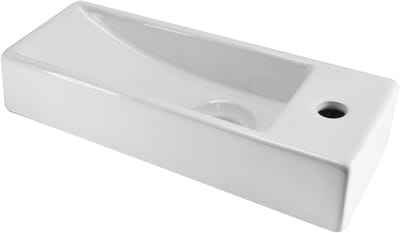 Sanifun wastafel Dané 380 mm keramiek wit – fontein met kraangat rechts