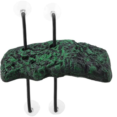 Automatisch Waterschildpad Zonnen Drijvend Eiland met Zuignap voor Semi-Aquatische Dieren S 100x40x0.3cm / 39.4x15.7x0.1in black