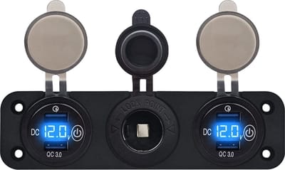 ProRide 12V USB Autolader 2 Poorten - QC3.0 - Voltmeter en 12V/24V Sigarettenplug - Drievoudig inbouw