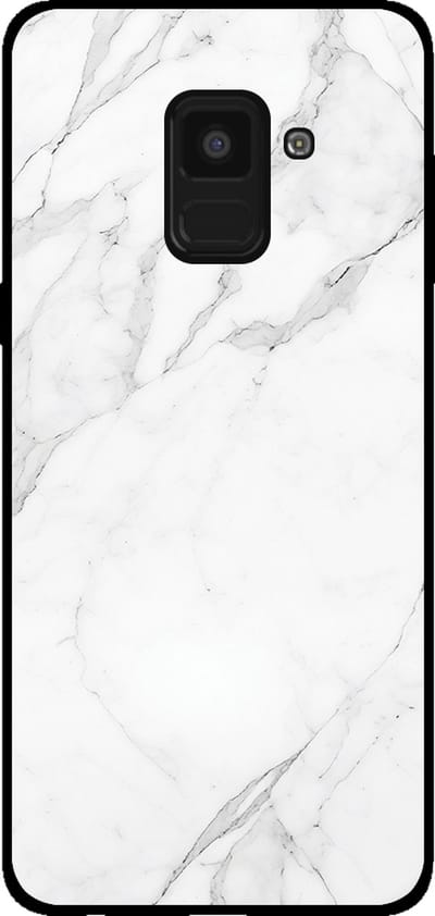 Smartphonica Telefoonhoesje voor Samsung Galaxy A8 2018 met marmer opdruk - TPU backcover case marble design - Wit geschikt voor Samsung Galaxy A8 2018