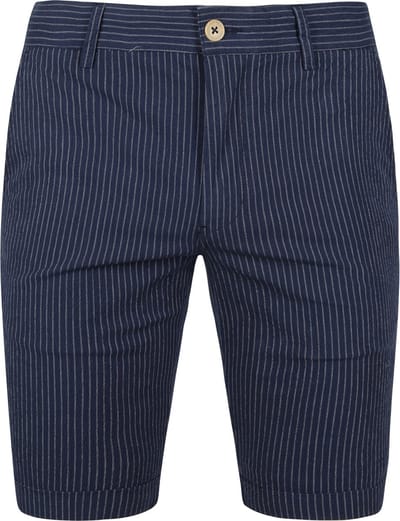 Suitable Aswin Short Donkerblauw Gestreept - Maat 3XL - Heren - Korte broek