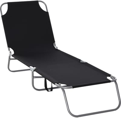 Killogood Opvouwbare ligstoel met verstelbare rugleuning - roestbestendig metalen frame - afmetingen: 187 x 55 x 24 cm - zwart.