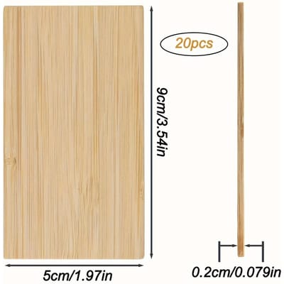 Lot de 20 planches de bois de bambou non finies pour la sculpture et l'artisanat, panneaux de bambou vierges rectangulaires 20pcs beige