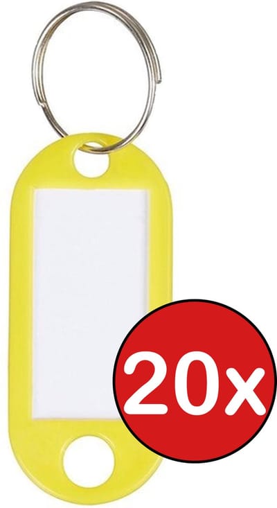 Sleutellabels Sleutelhanger Bagagelabel Sleutellabel Gekleurde Naamlabels Label - Geel - 20 PACK