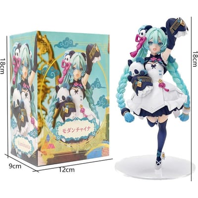 Anime 18CM Hatsune Miku Figuur met Nationale Stijl Mode Panda Ontwerp Modern China PVC Actie Model Speelgoed voor Verzameling En Cadeau