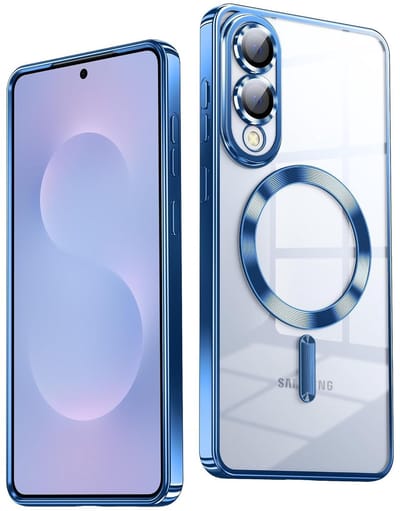 Hoesje Geschikt voor Samsung S25 Edge Hoesje Blauw - Geschikt voor MagSafeTelefoonhoesje - soft siliconen Backcover